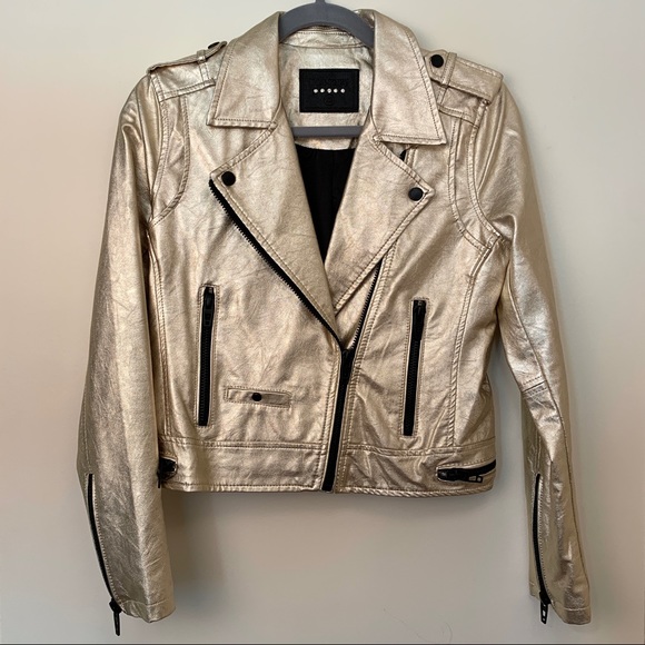 Blank NYC Jackets & Blazers - Gold Faux Leather Jacket EUC